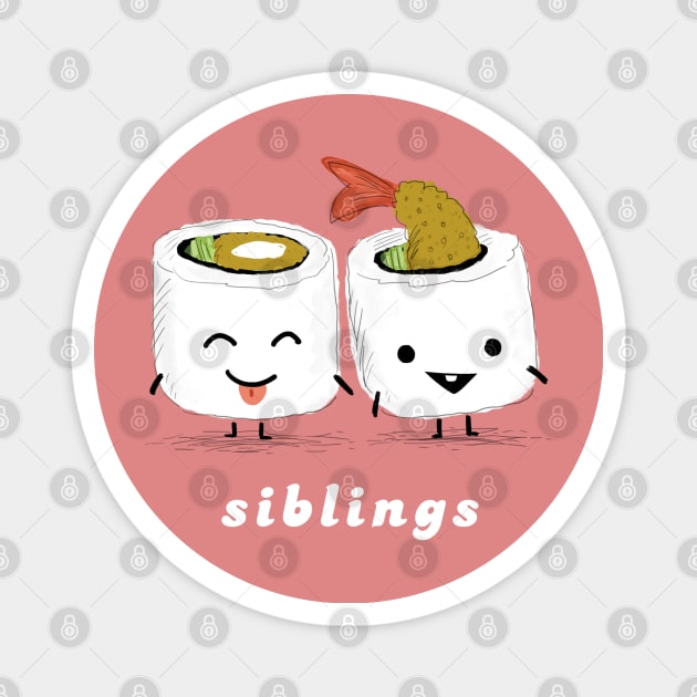 Sushi Siblings | Kawaii Sushi Rolls Magnet by Coffee Squirrel